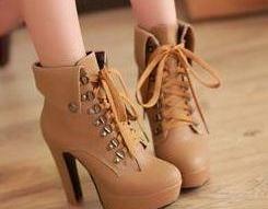 tan boots with small heel